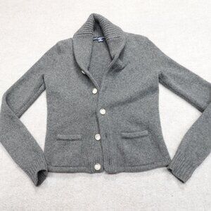 Ralph Lauren Womens Sweater Small Gray Cardigan Shawl Collar Cashmere Wool
